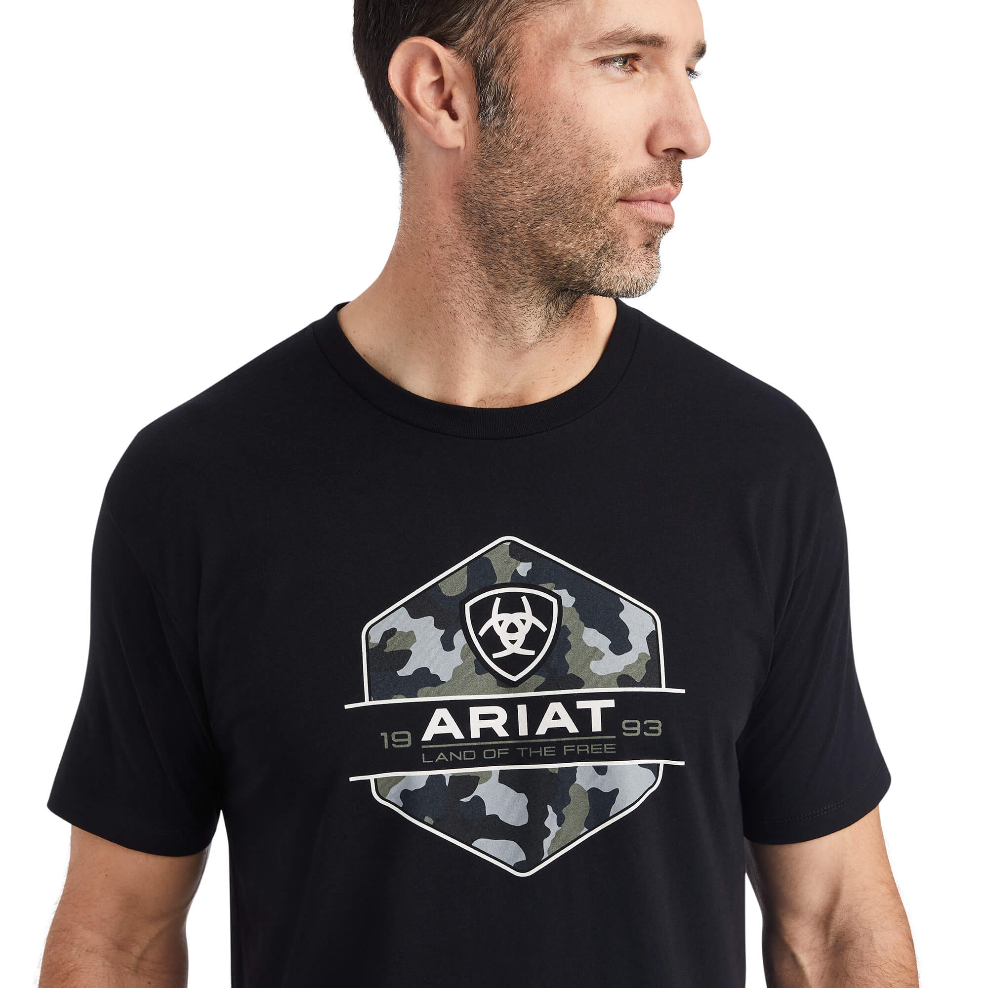 Ariat Camo Badge - Miesten Mustat T-Paidat ( YNTDER-370 )